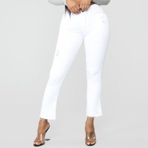 Cropped White Jeans